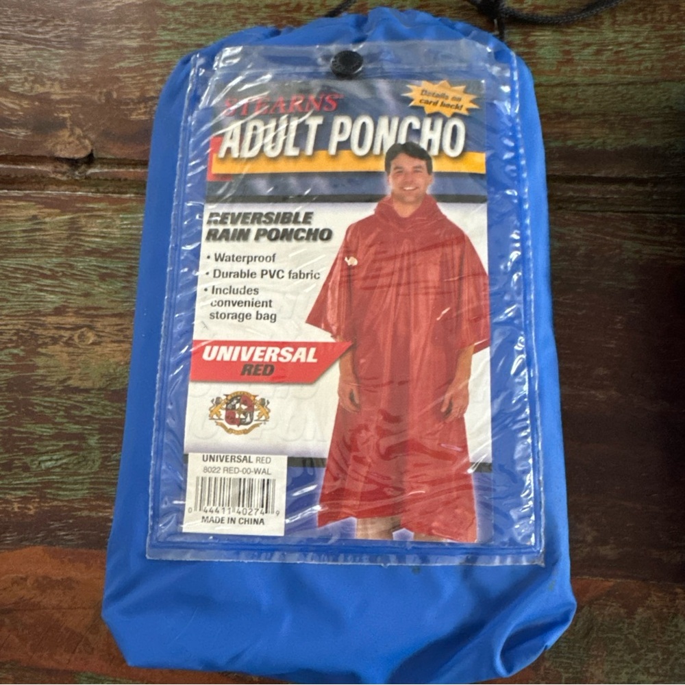 Red Adult Reversible Rain Poncho